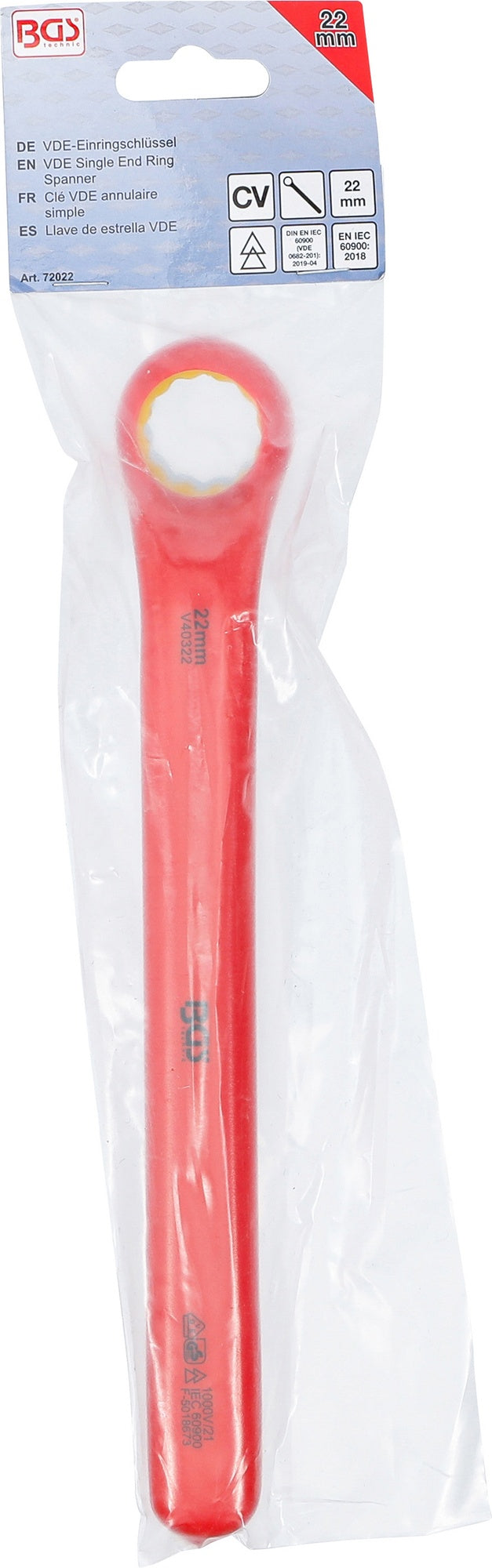 BGS 72022 VDE Einringschlüssel tief gekröpft SW 22mm Hochvoltwerkzeug