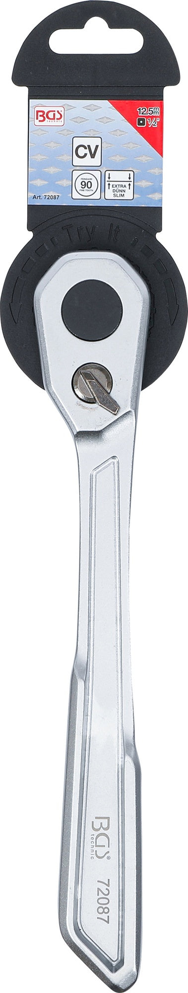 BGS 72087 Umschaltknarre Ratsche extra flach feinverzahnt Abtrieb 12,5mm (1/2")