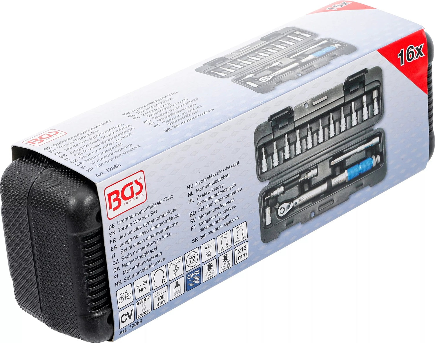 BGS 72088 Satz Drehmomentschlüssel Außenvierkant 6,3mm (1/4") 3 - 24Nm 16 teilig