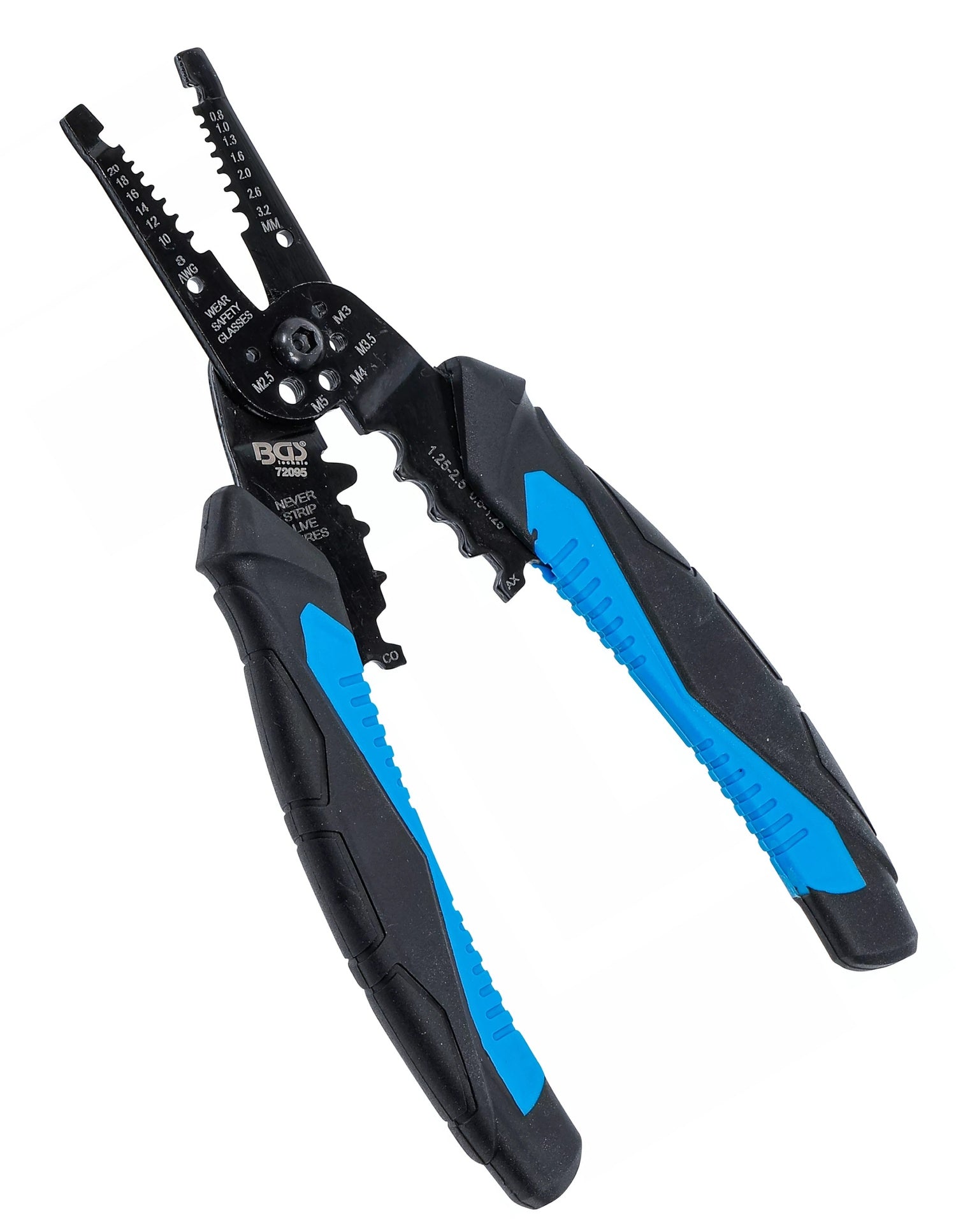 BGS 72095 Kabel Abisolierzange Crimpzange für Kabelquerschnitte DIN 0,8 - 3,2mm² / AWG 20 - 8