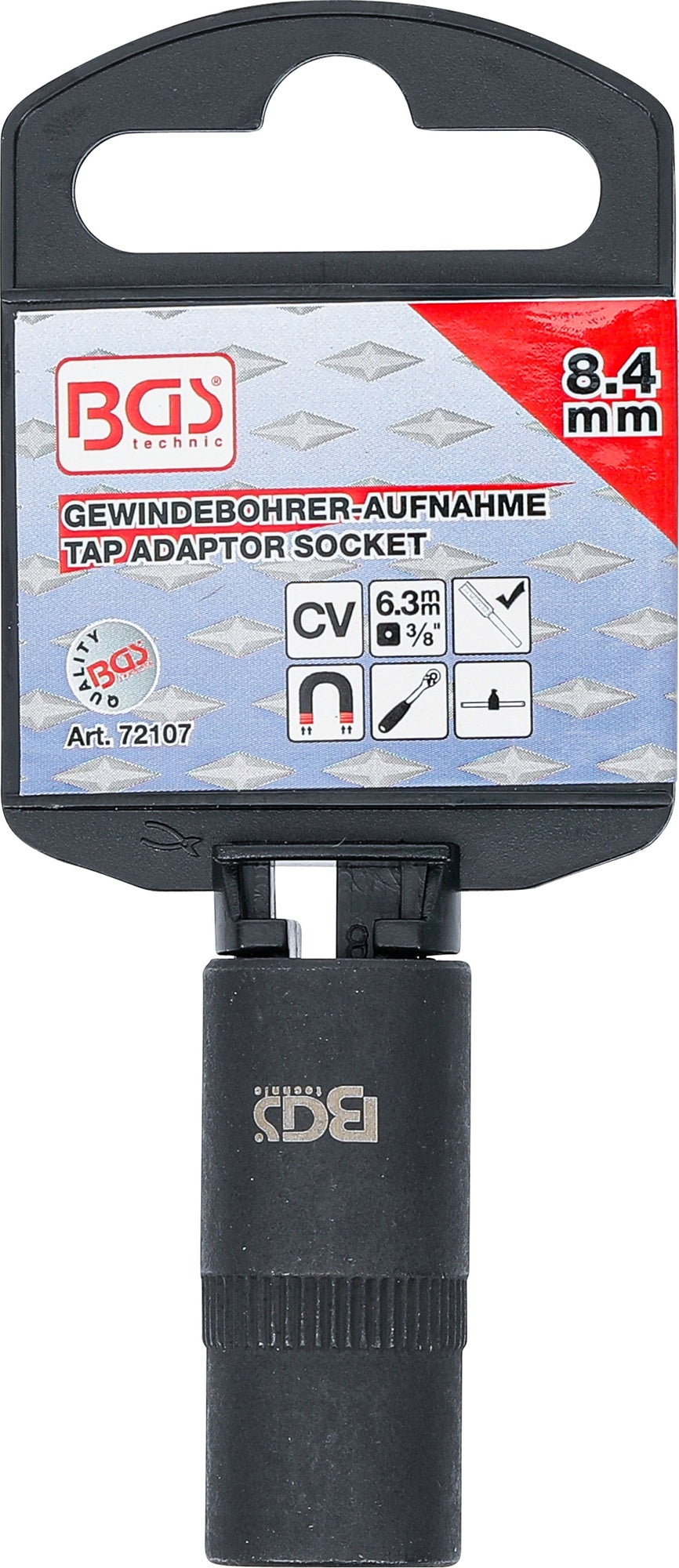 BGS 72107 Aufnahme Steckschlüssel Einsatz für Gewindebohrer 8,4mm Antrieb 10mm (3/8")