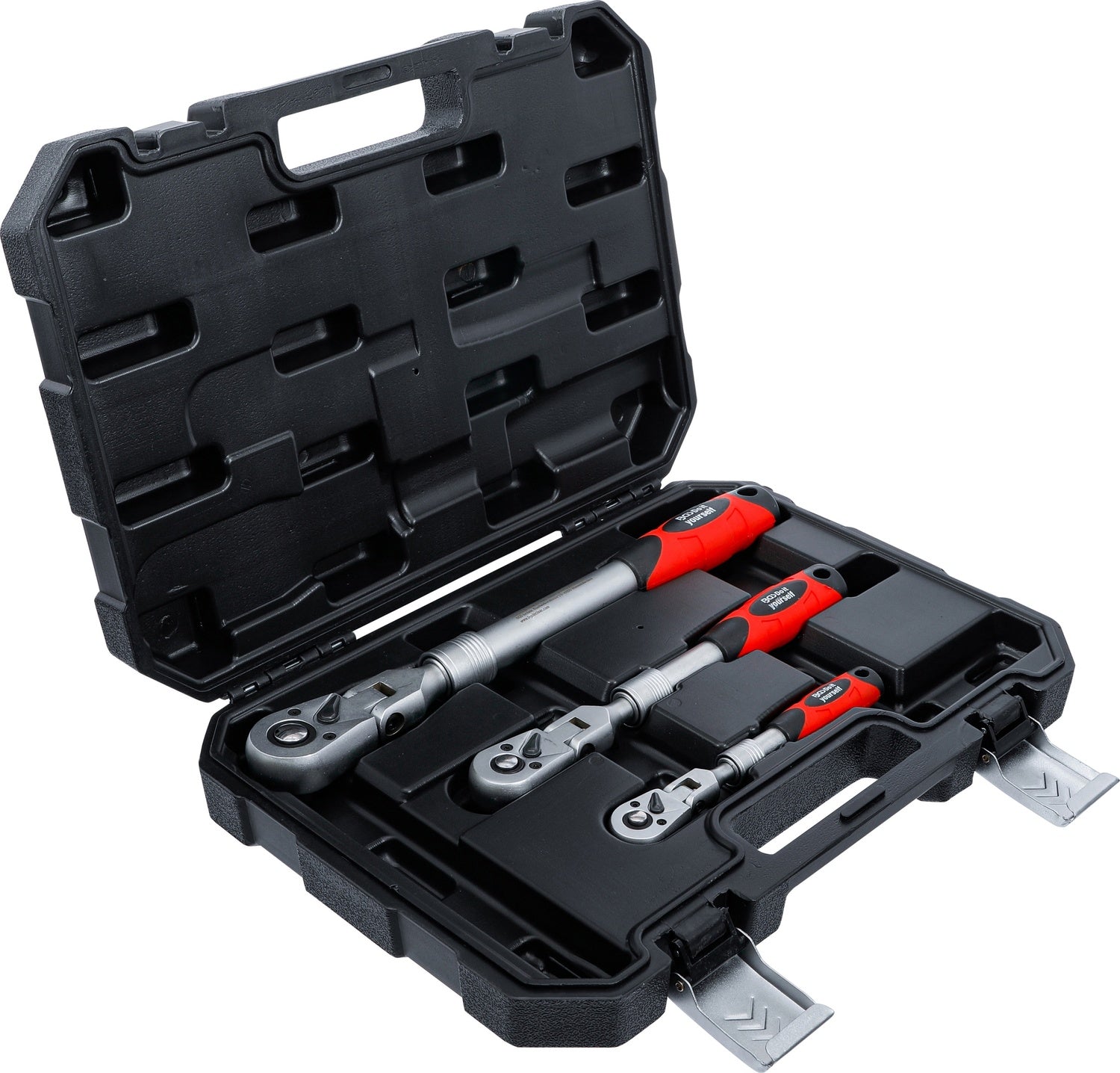 BGS DIY 72114 Satz Umschaltknarren ausziehbar abwinkelbar Abtrieb 6,3mm (1/4") 10mm (3/8") 12,5mm (1/2")