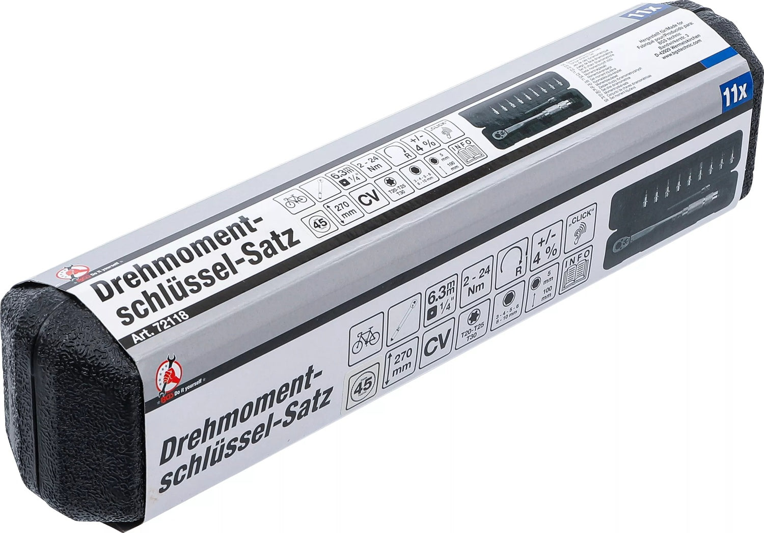 BGS DIY 72118 Satz Drehmomentschlüssel Außenvierkant 6,3mm (1/4") 2 - 24Nm Fahrrad