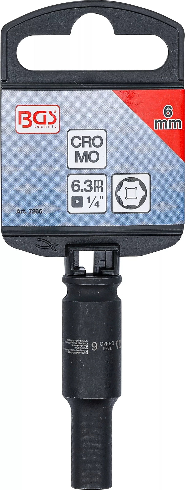 BGS 7266 Kraft Steckschlüsseleinsatz Sechskant tief Antrieb 6,3mm (1/4") SW 6mm