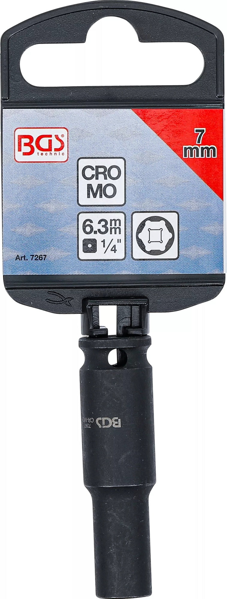 BGS 7267 Kraft Steckschlüsseleinsatz Sechskant tief Antrieb 6,3mm (1/4") SW 7mm
