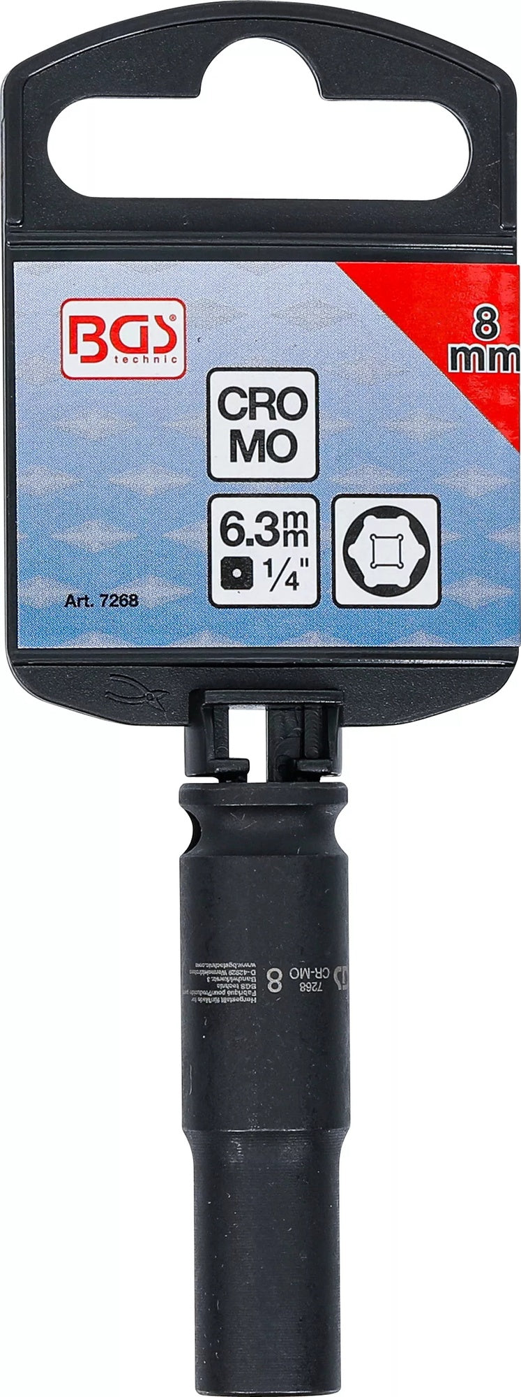 BGS 7268 Kraft Steckschlüsseleinsatz Sechskant tief Antrieb 6,3mm (1/4") SW 8mm