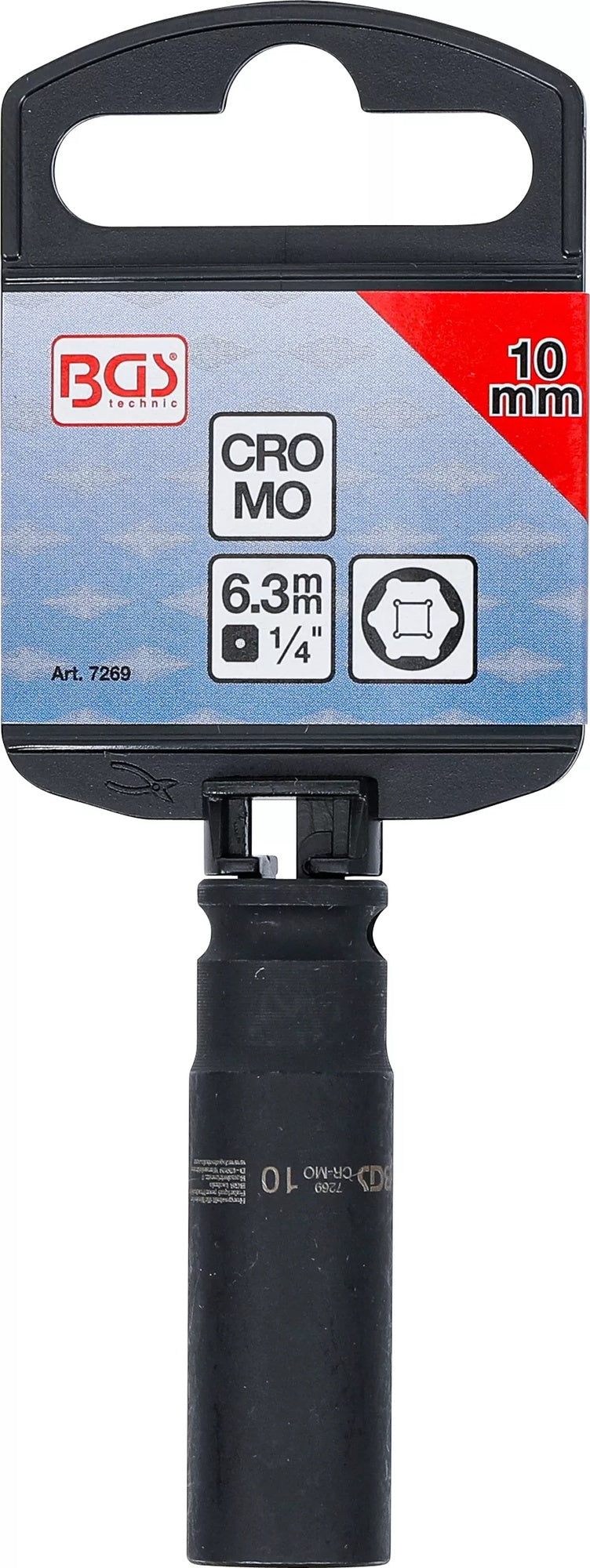 BGS 7269 Kraft Steckschlüsseleinsatz Sechskant tief Antrieb 6,3mm (1/4") SW 10mm