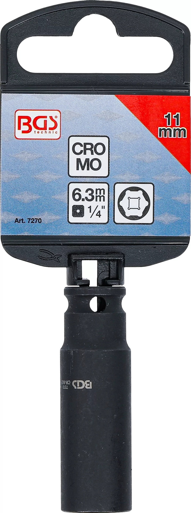 BGS 7270 Kraft Steckschlüsseleinsatz Sechskant tief Antrieb 6,3mm (1/4") SW 11mm