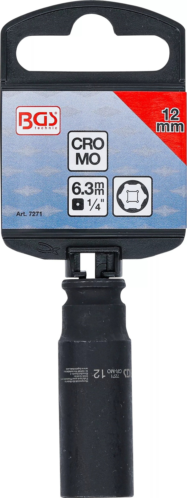 BGS 7271 Kraft Steckschlüsseleinsatz Sechskant tief Antrieb 6,3mm (1/4") SW 12mm
