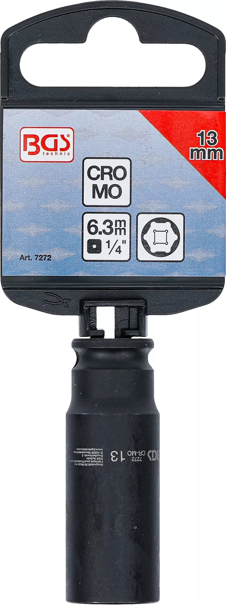 BGS 7272 Kraft Steckschlüsseleinsatz Sechskant tief Antrieb 6,3mm (1/4") SW 13mm