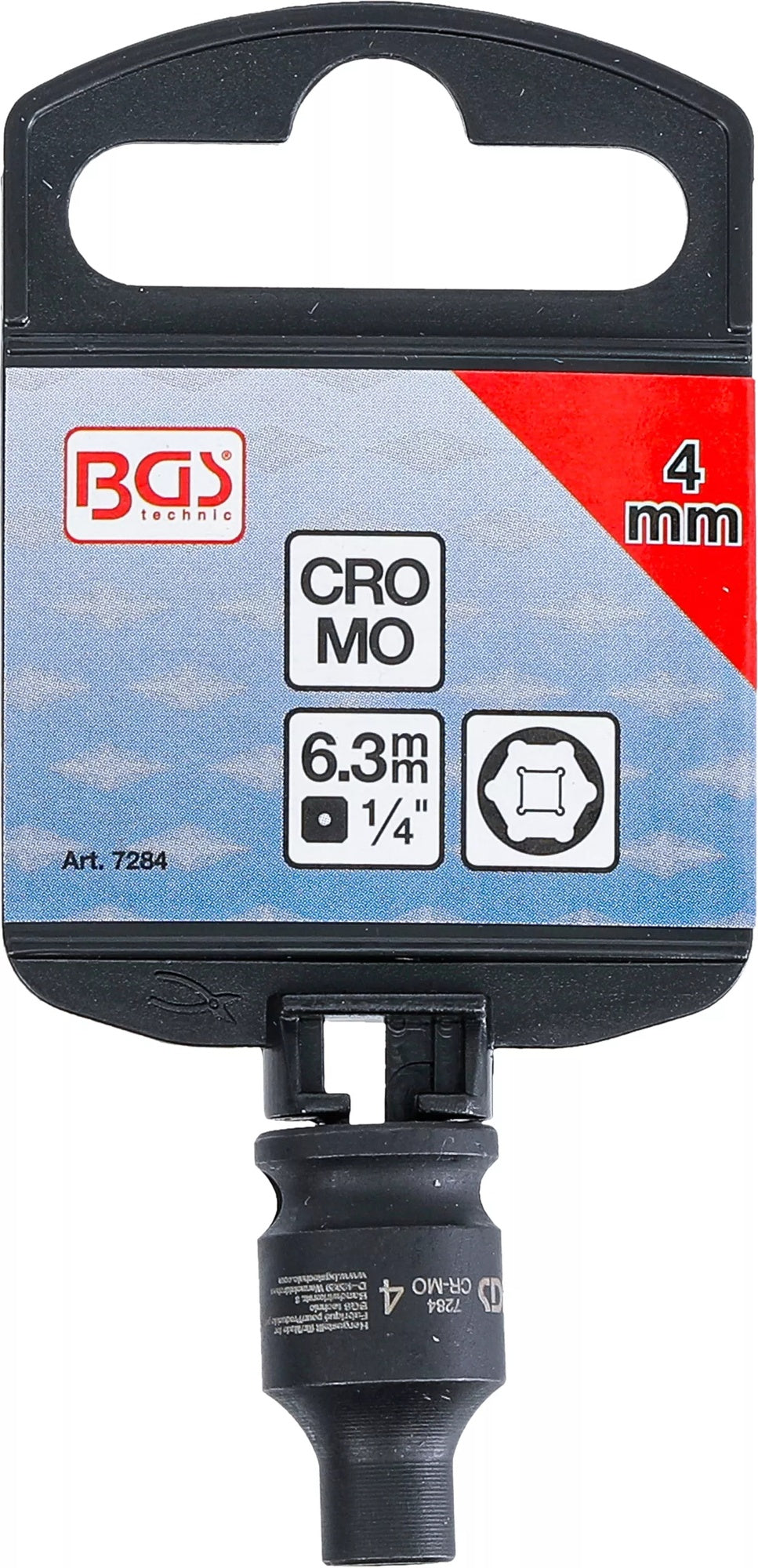 BGS 7284 Kraft Steckschlüsseleinsatz Sechskant Antrieb 6,3mm (1/4") SW 4mm