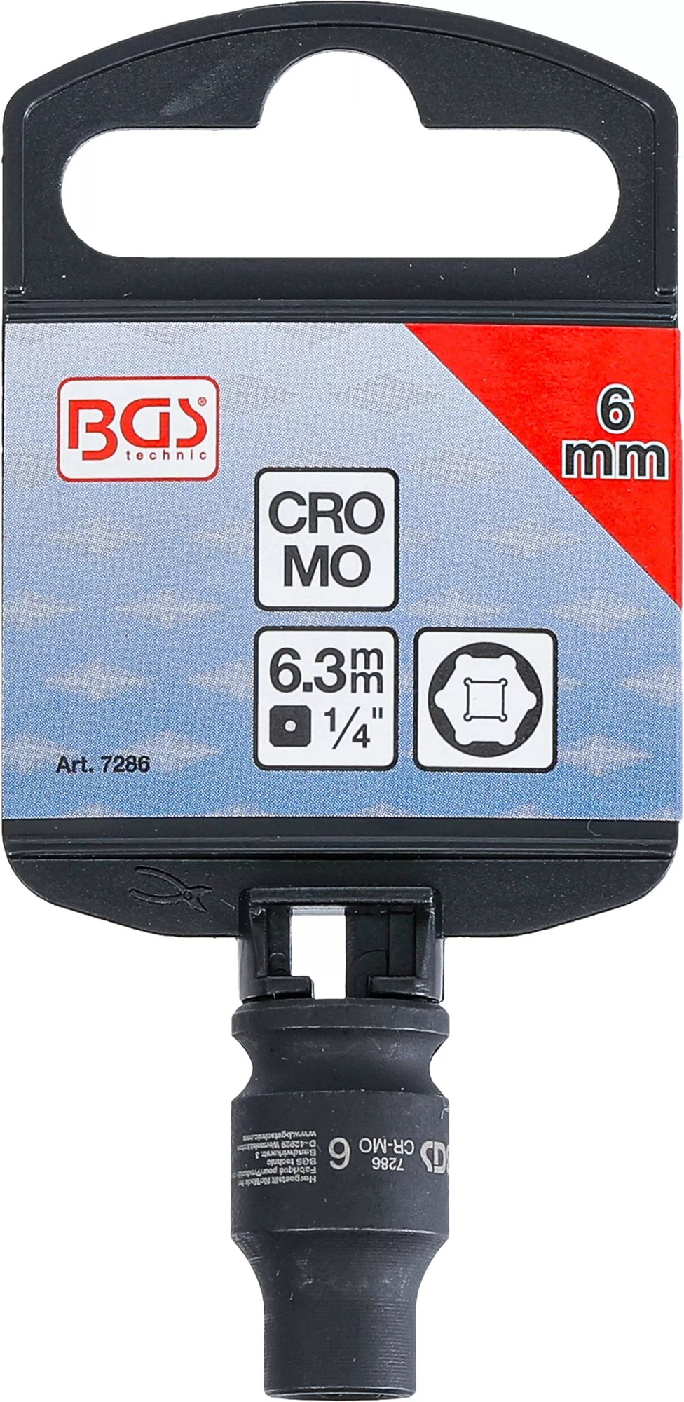 BGS 7286 Kraft Steckschlüsseleinsatz Sechskant Antrieb 6,3mm (1/4") SW 6mm