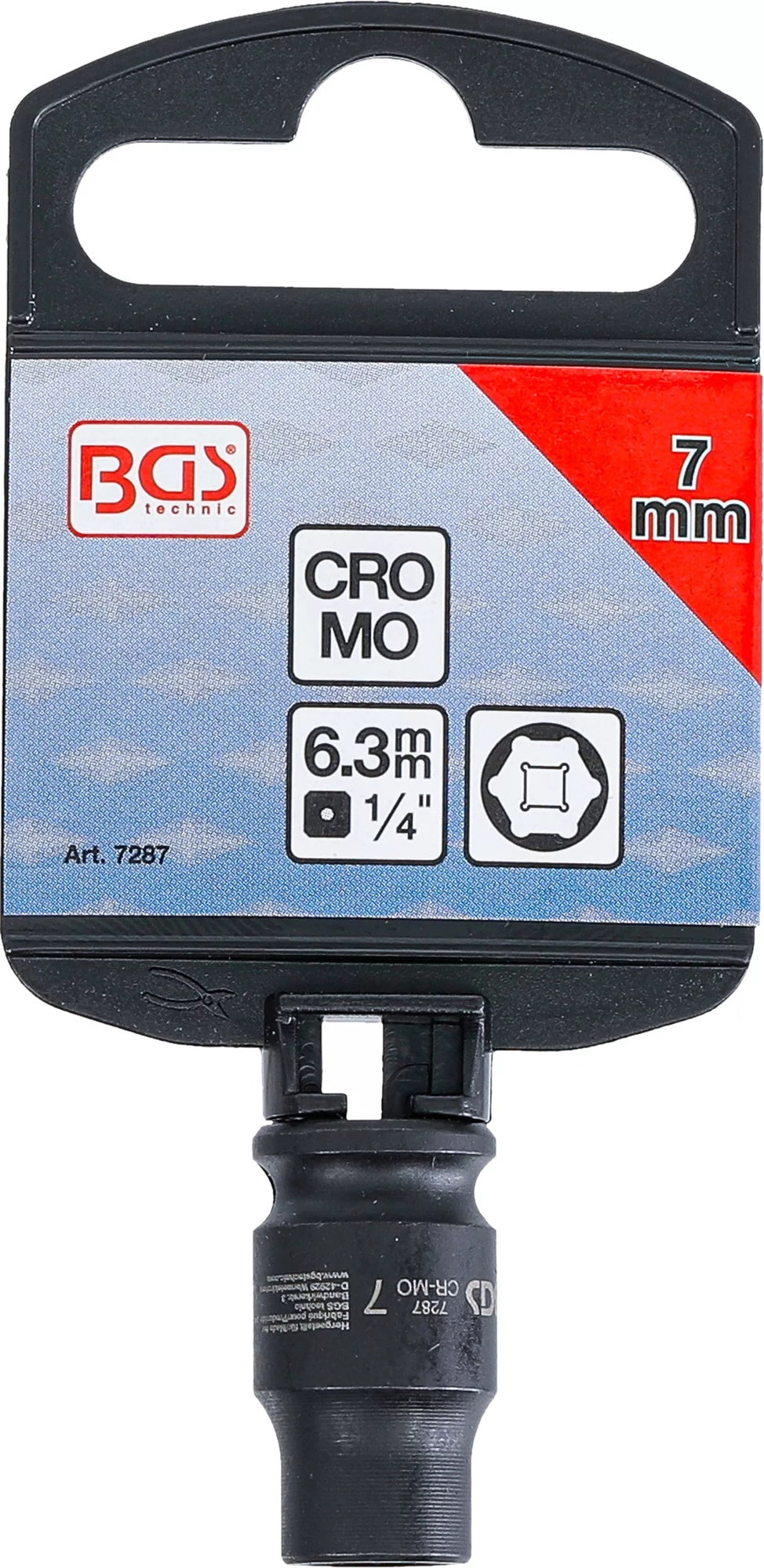 BGS 7287 Kraft Steckschlüsseleinsatz Sechskant Antrieb 6,3mm (1/4") SW 7mm