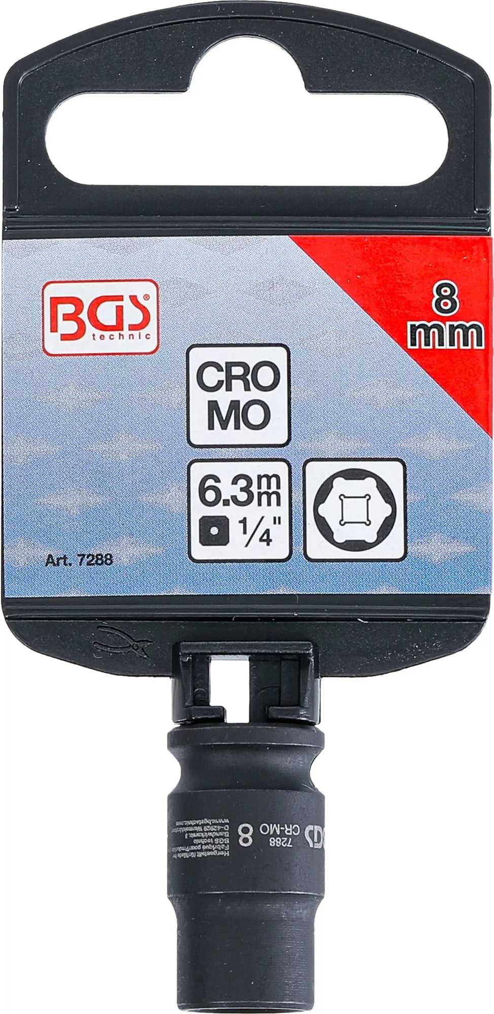 BGS 7288 Kraft Steckschlüsseleinsatz Sechskant Antrieb 6,3mm (1/4") SW 8mm