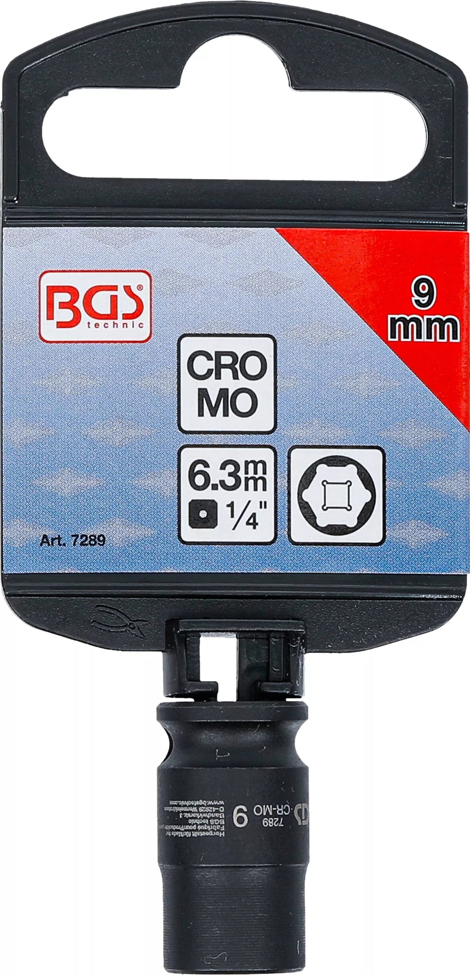BGS 7289 Kraft Steckschlüsseleinsatz Sechskant Antrieb 6,3mm (1/4") SW 9mm