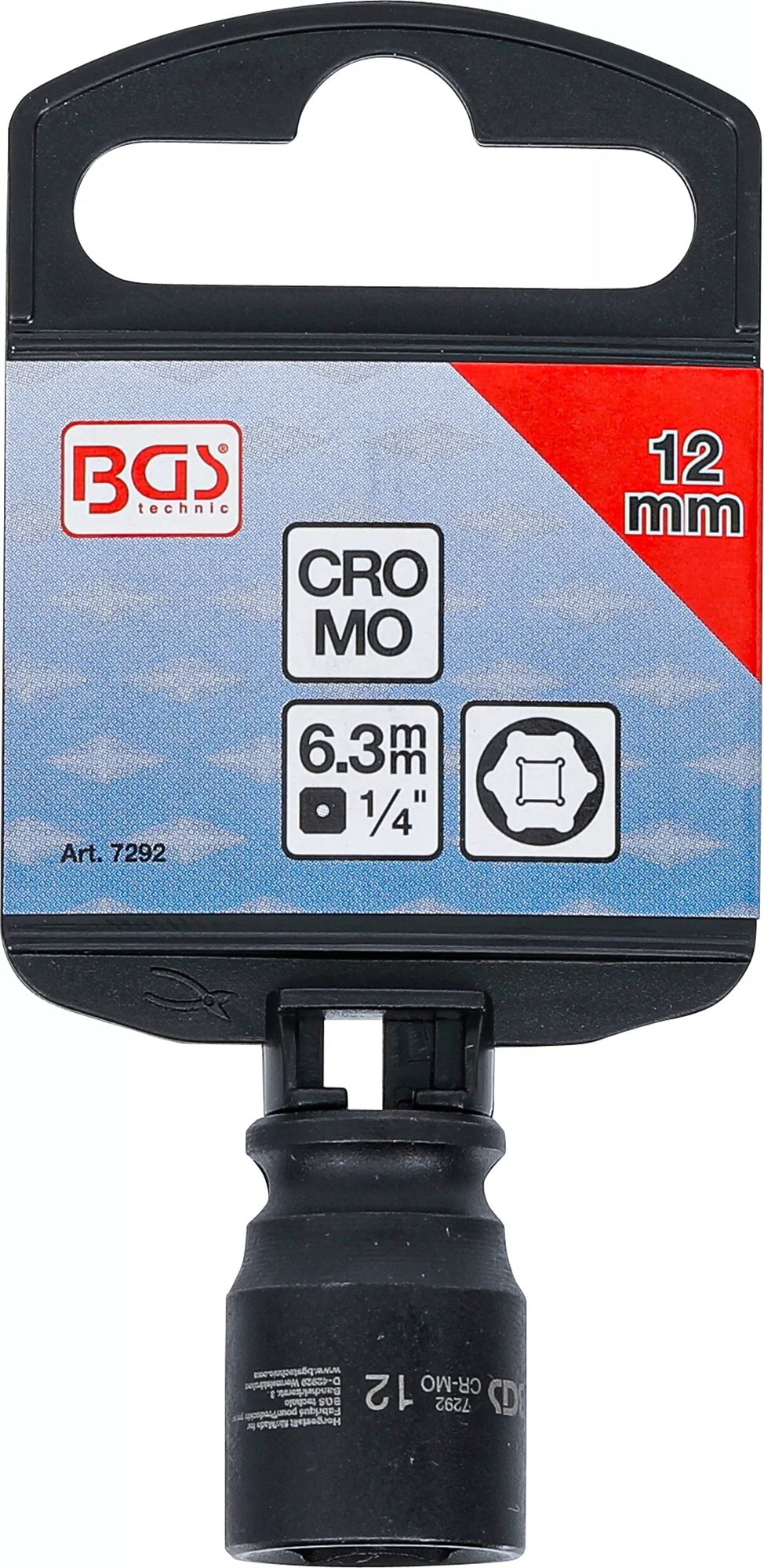 BGS 7292 Kraft Steckschlüsseleinsatz Sechskant Antrieb 6,3mm (1/4") SW 12mm
