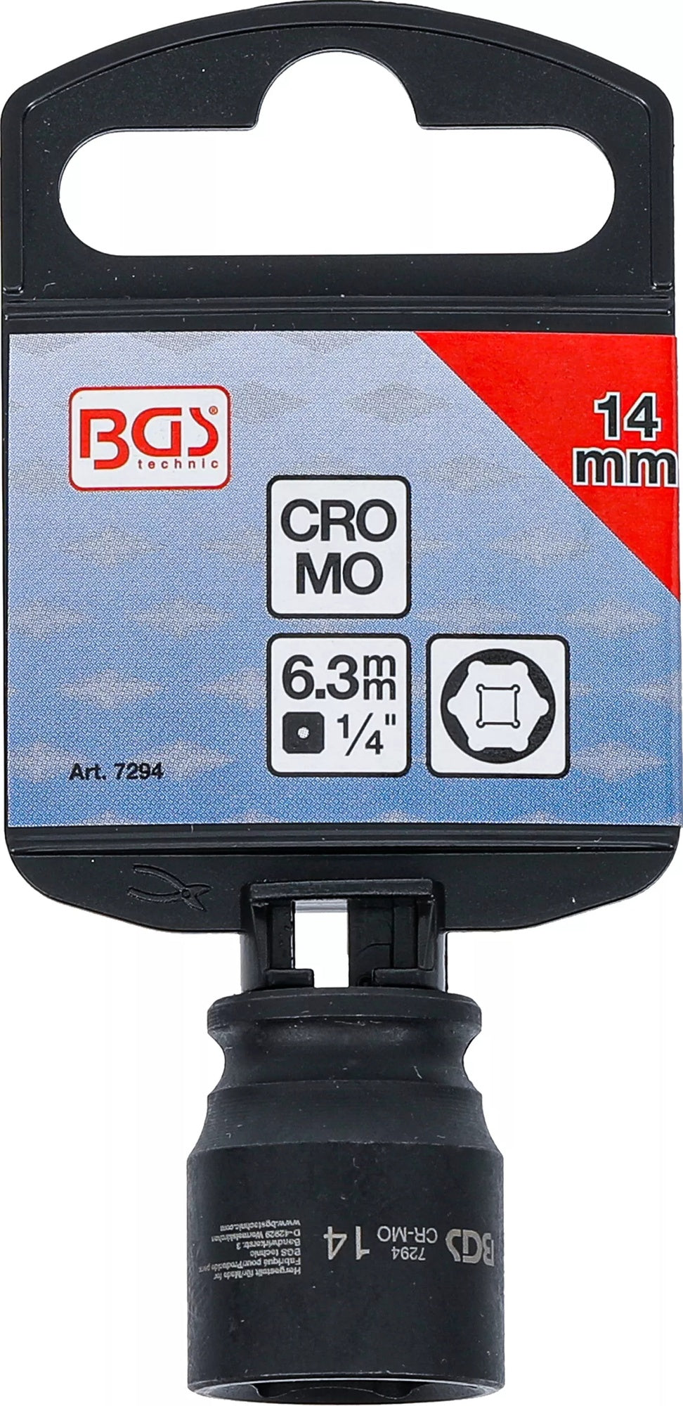 BGS 7294 Kraft Steckschlüsseleinsatz Sechskant Antrieb 6,3mm (1/4") SW 14mm