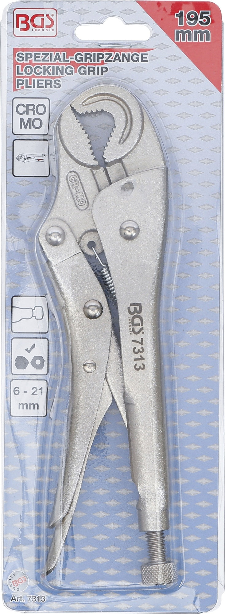 BGS 7313 Spezial Gripzange runde Form 175mm 6 - 21mm