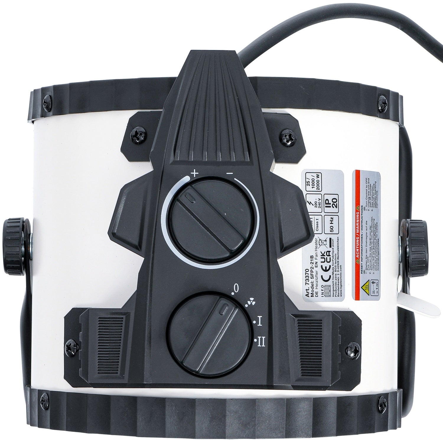 BGS 73370 Heizlüfter Heizung elektrisch 2000 Watt IP20 2 Heizstufen tragbar