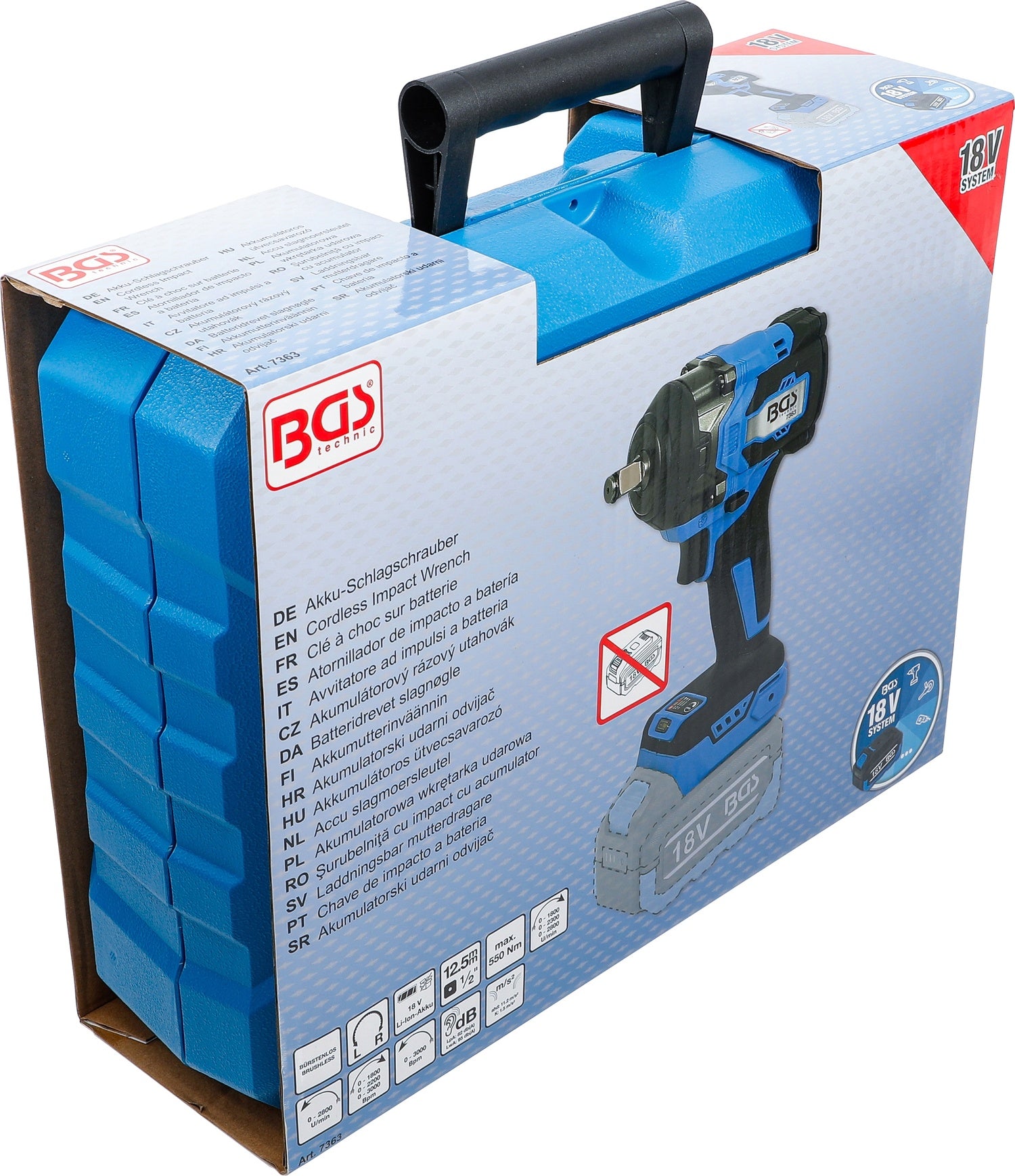 BGS 7363 Akku Schlagschrauber bürstenlos ohne Akku 550Nm 18 Volt