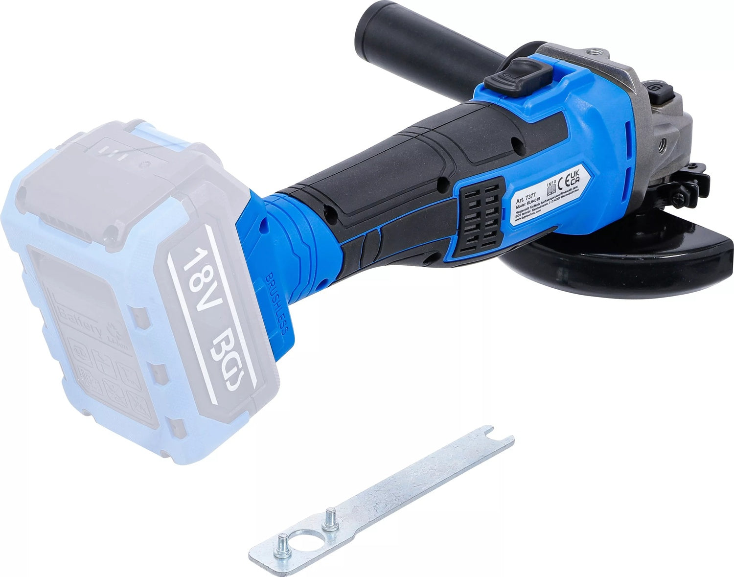 BGS 7396 Satz Akku Winkelschleifer bürstenlos mit Akku & Schnell Ladegerät 18 Volt
