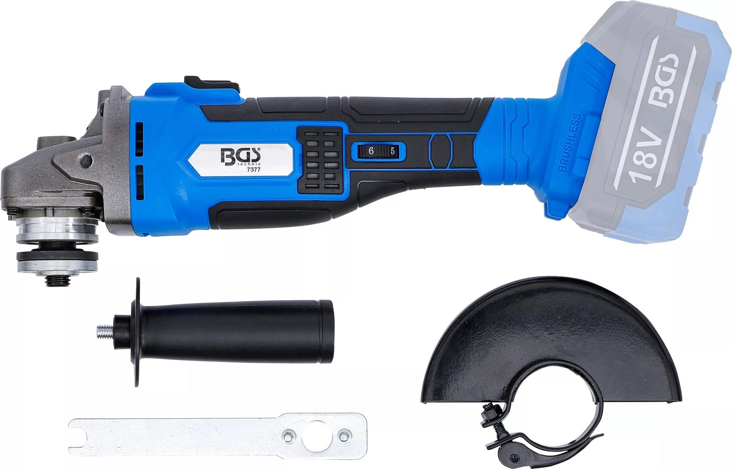 BGS 7396 Satz Akku Winkelschleifer bürstenlos mit Akku & Schnell Ladegerät 18 Volt