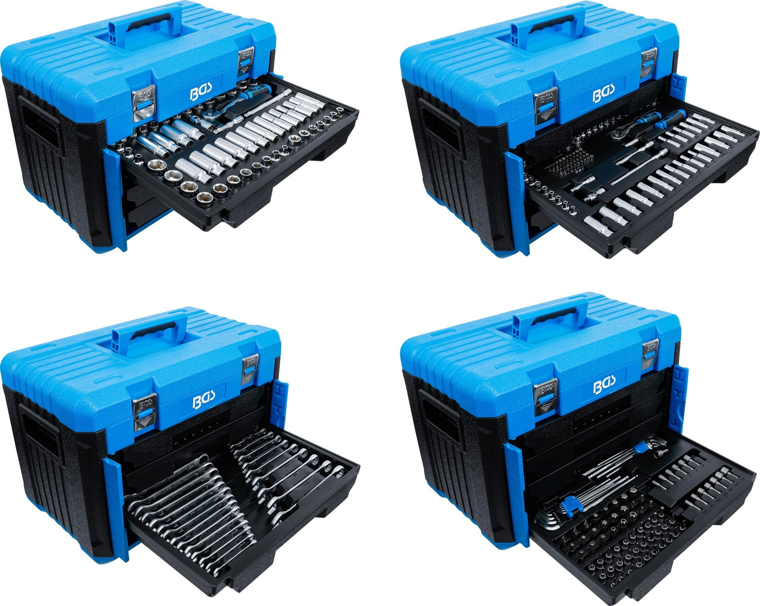 BGS 74000 Satz Steckschlüssel Sechskant Antrieb 6,3mm (1/4") 10mm (3/8") 12,5mm (1/2") Metrisch und Zollgrößen