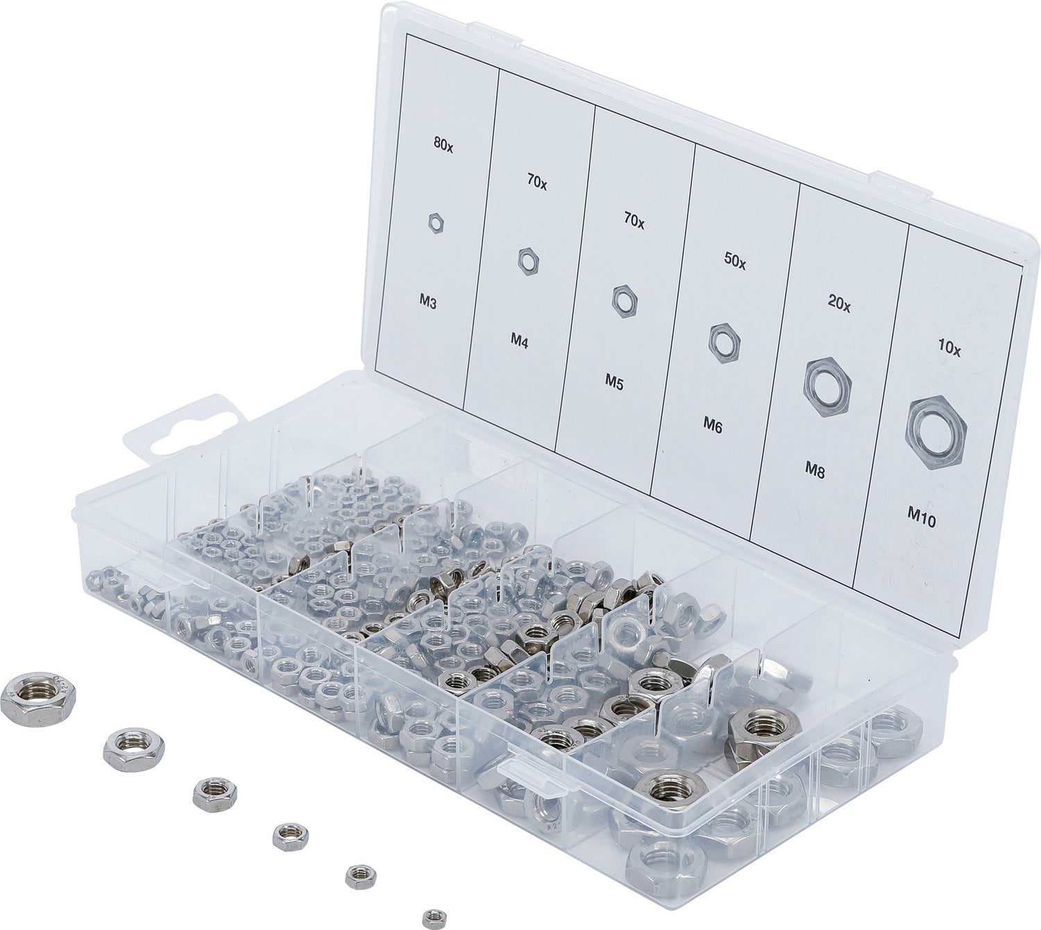 BGS 74249 Sortiment Sechskant Muttern Edelstahl 300 teilig