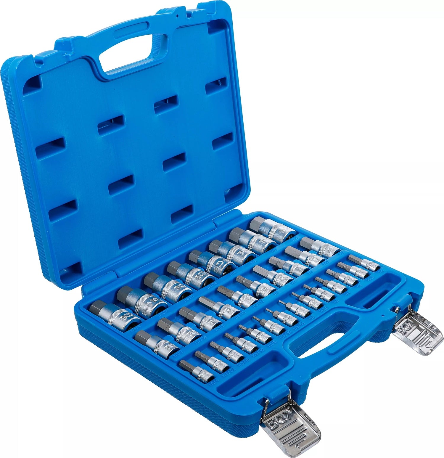 BGS 74258 Satz Innensechskant Biteinsätze HX2-HX19mm Zollgrößen 1/4"-9/16" Antrieb 6,3mm (1/4") 10mm (3/8") 12,5mm (1/2")