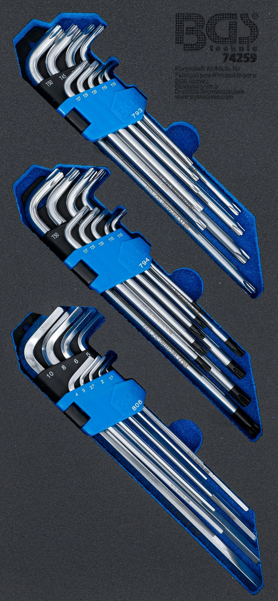 BGS 74259 Satz Winkelschlüssel extra lang Innensechskant T-Profil (für Torx) T-Profil (für Torx) mit Bohrung
