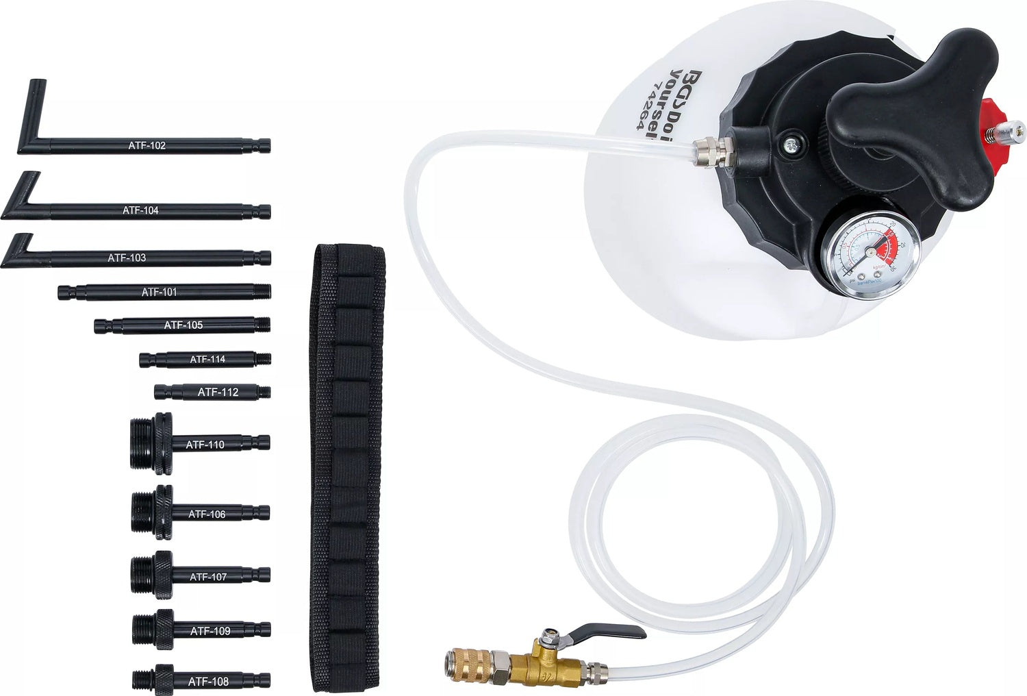 BGS DIY 74264 Befüllgerät für Getriebeöl mit Handpumpe 12 Adapter 3 Liter