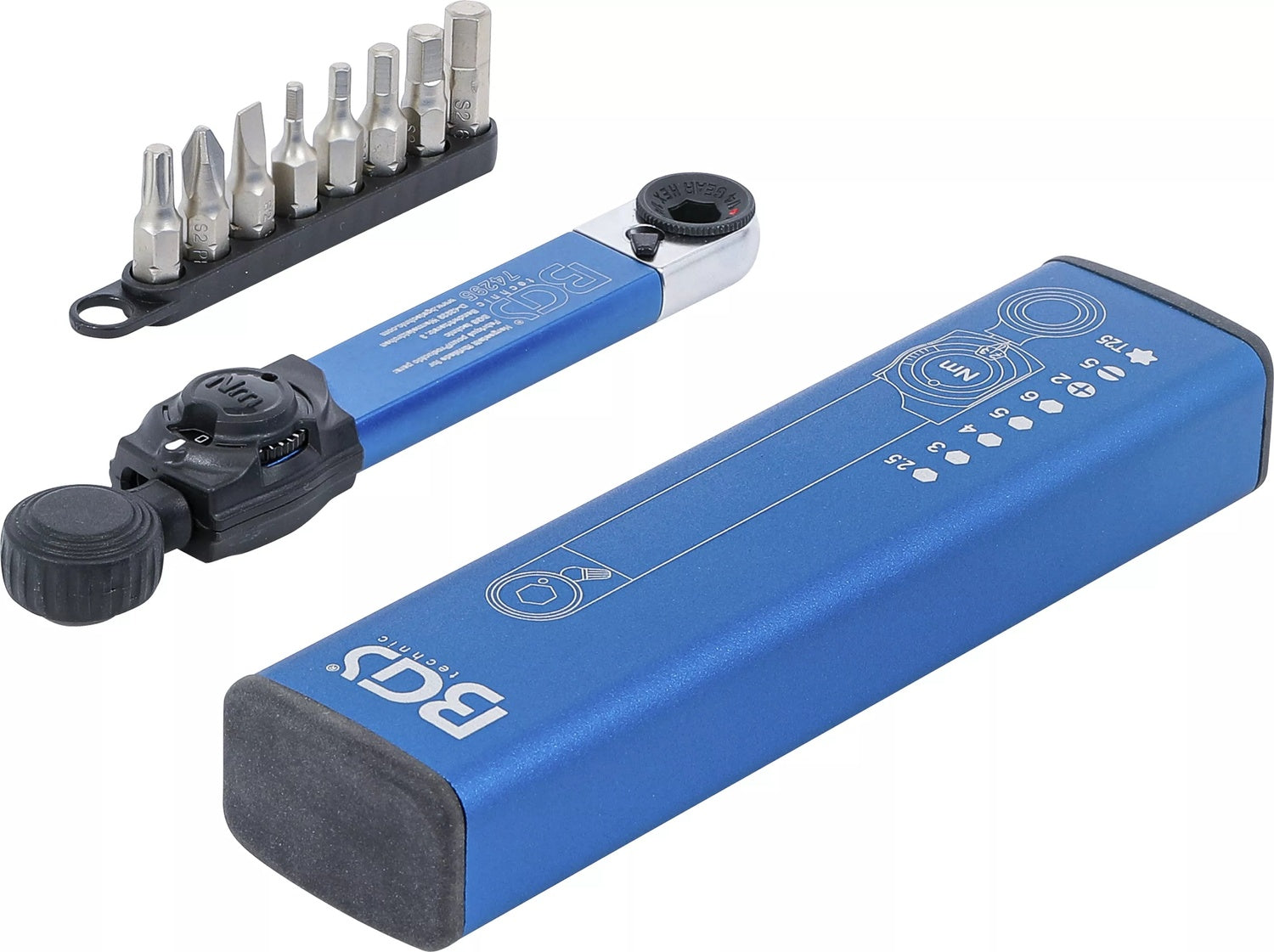 BGS 74295 Satz Drehmomentschlüssel Abtrieb Außenvierkant 6,3mm (1/4") 2 - 10 Nm mit Bitsatz 9 teilig