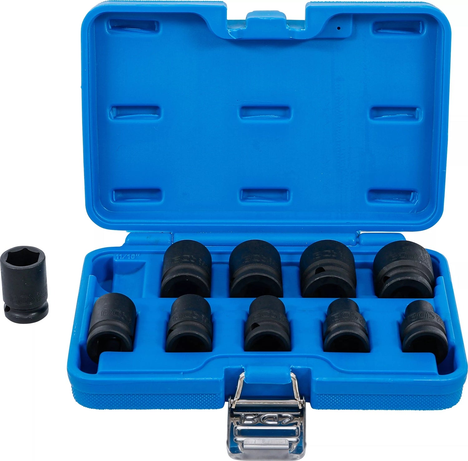 BGS 74296 Satz Kraft Steckschlüsseleinsätze Sechskant Zollgrößen 3/8"-15/16" Antrieb 12,5mm (1/2")