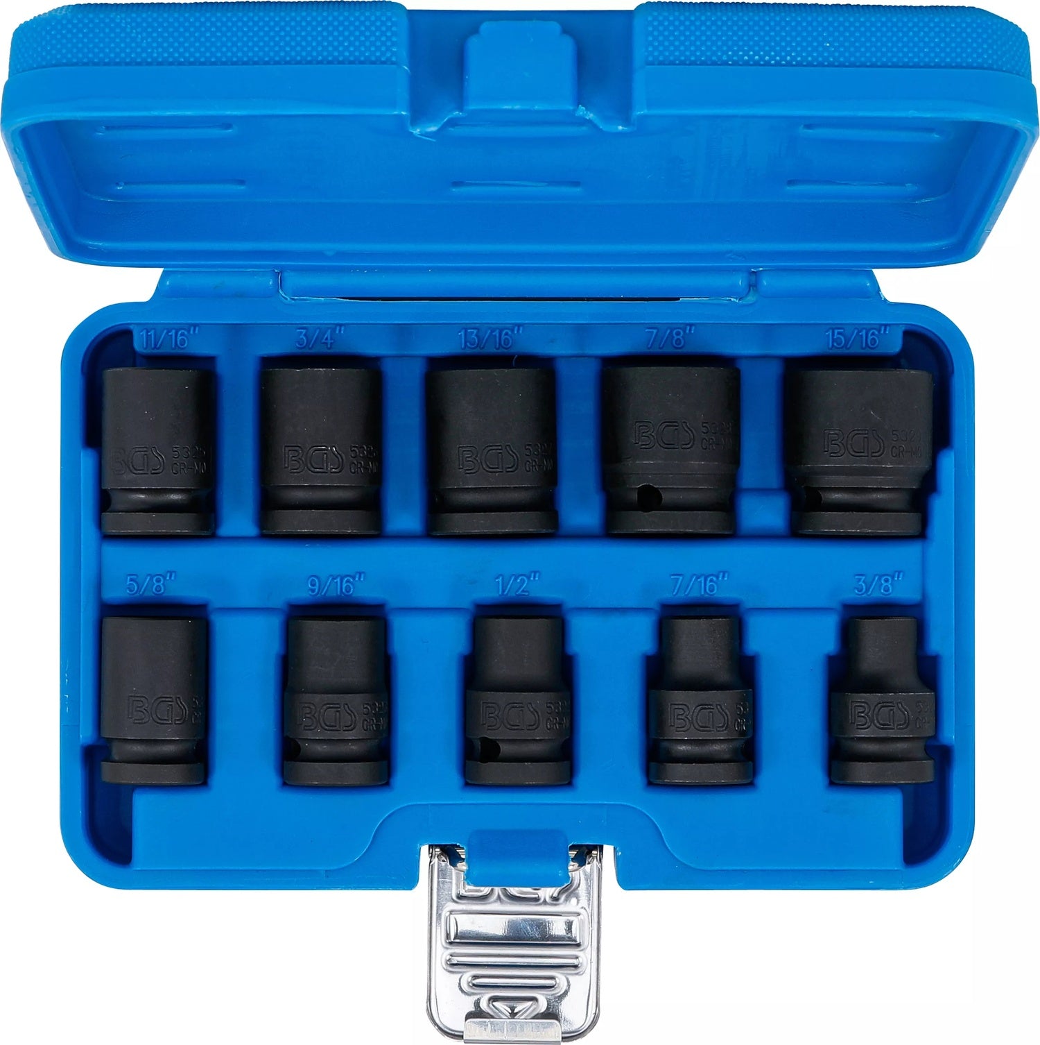 BGS 74296 Satz Kraft Steckschlüsseleinsätze Sechskant Zollgrößen 3/8"-15/16" Antrieb 12,5mm (1/2")