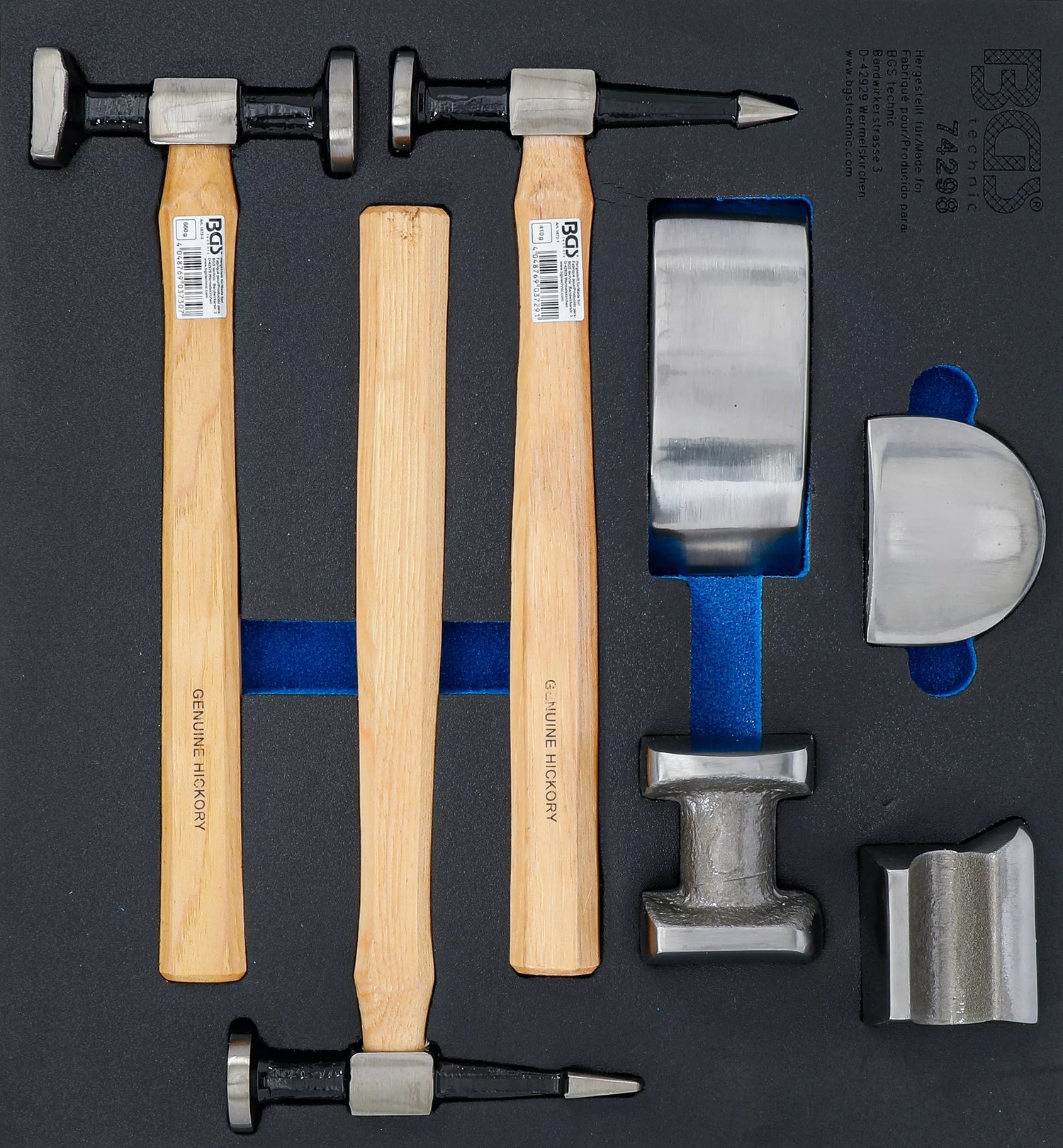 BGS 74298 Karosserie Ausbeulsatz Handamboss Karosseriehammer Werkstattwageneinlage 2/3