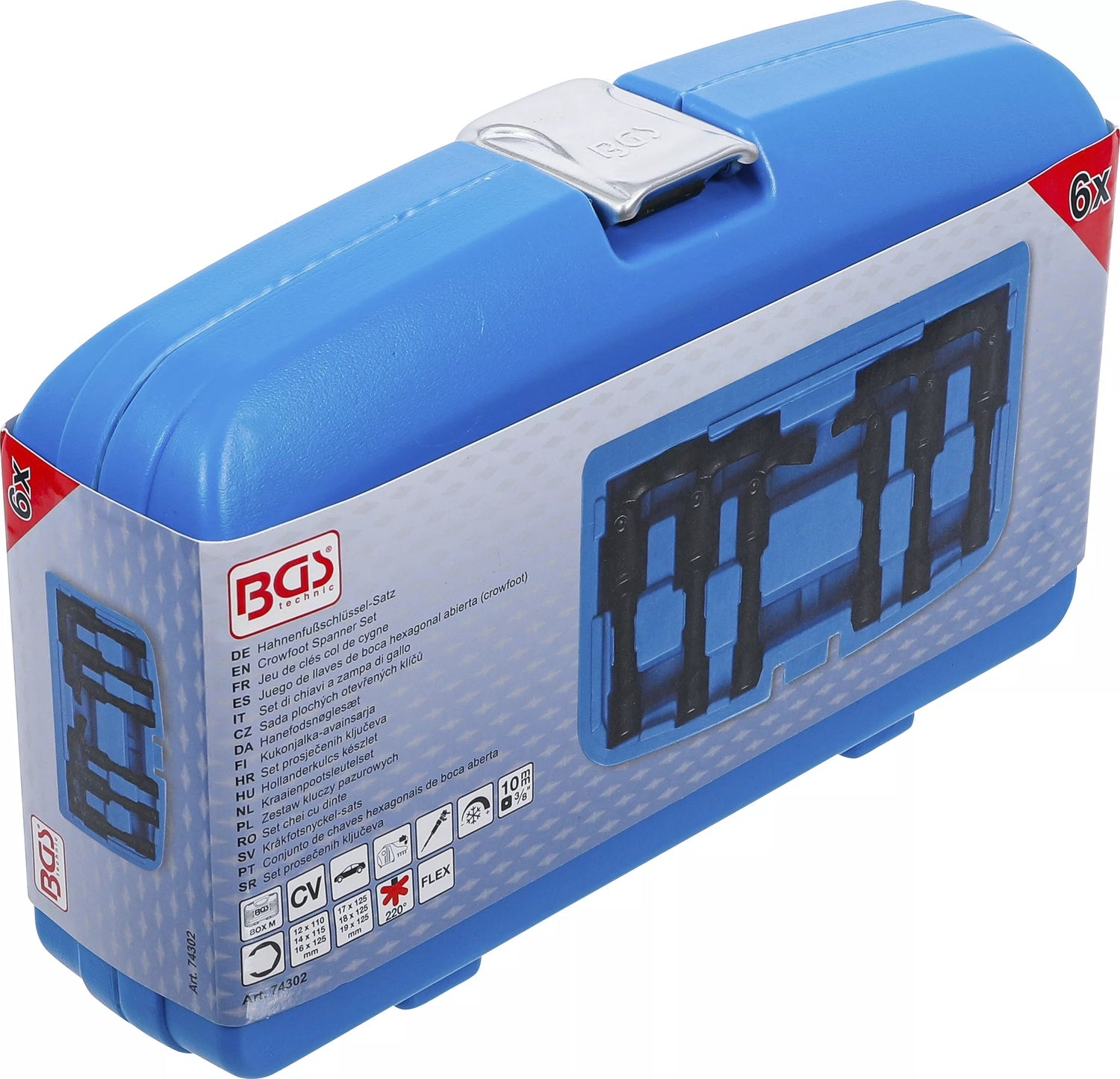 BGS 74302 Satz Hahnenfußschlüssel Abtrieb 10mm (3/8") mit Gelenk 6 teilig