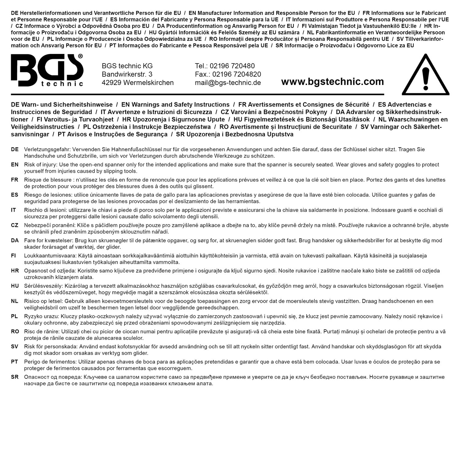 BGS 74302 Satz Hahnenfußschlüssel Abtrieb 10mm (3/8") mit Gelenk 6 teilig