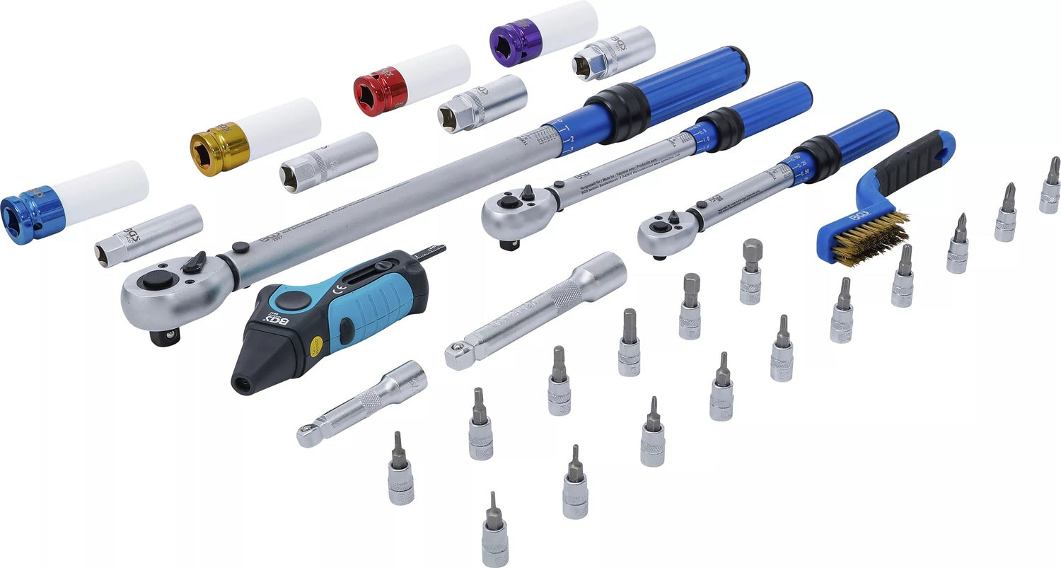 BGS 74305 Satz Drehmomentschlüssel Abtrieb Außenvierkant 6,3mm (1/4"), 10mm (3/8"), 12,5mm (1/2") 31 teilig