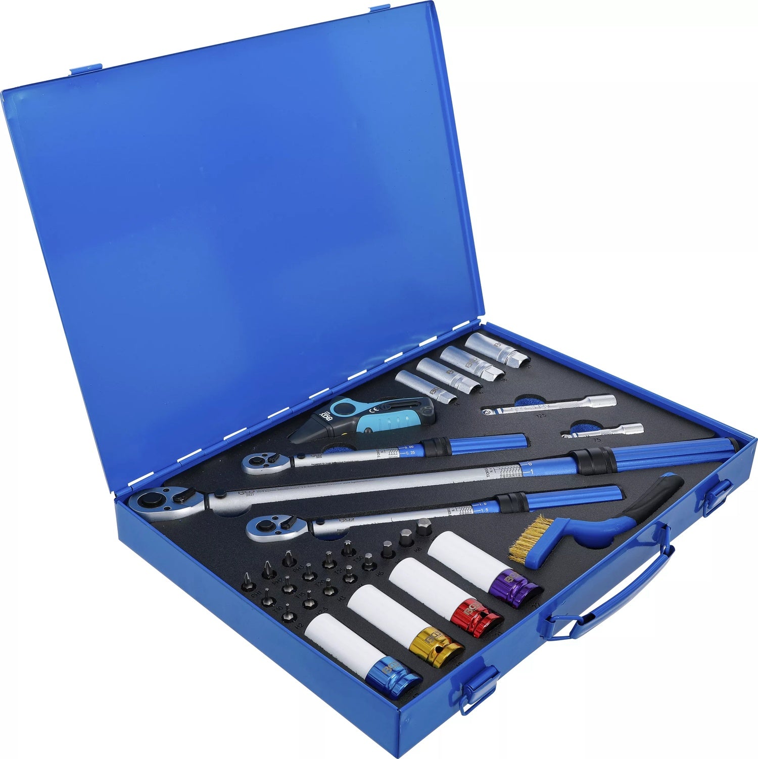 BGS 74305 Satz Drehmomentschlüssel Abtrieb Außenvierkant 6,3mm (1/4"), 10mm (3/8"), 12,5mm (1/2") 31 teilig