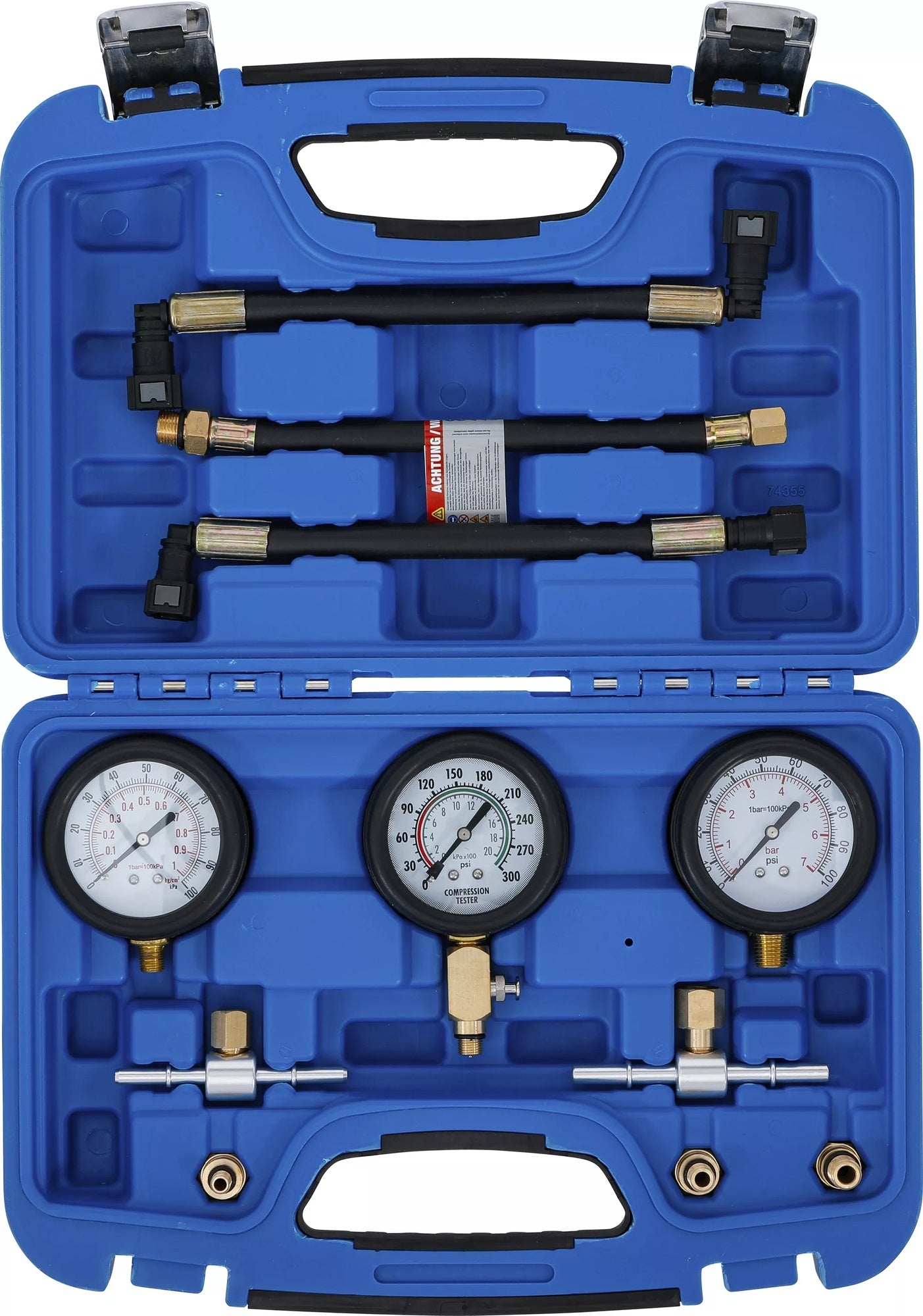 BGS 74355 Satz Kraftstoffdruck Kompressionsdruck Prüfgerät für Motorräder 11 teilig