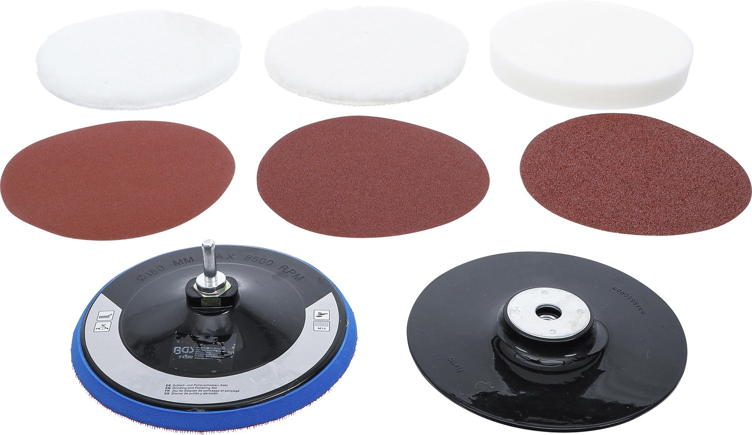 BGS 74380 Satz Schleifscheiben Polierscheiben Ø 180mm 8 teilig