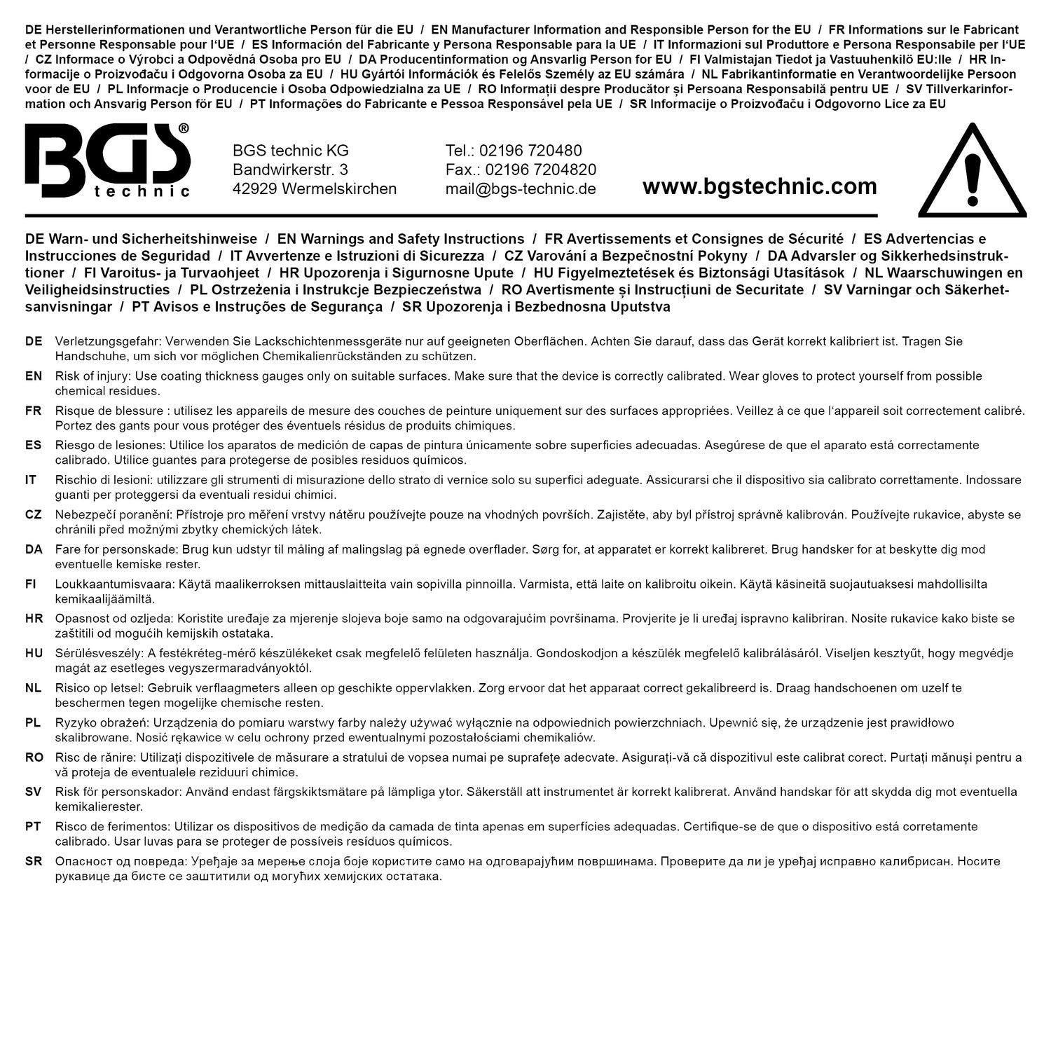 BGS 74406 Messgerät für Lackschichten für Eisen und Nicht-Eisenmetalle