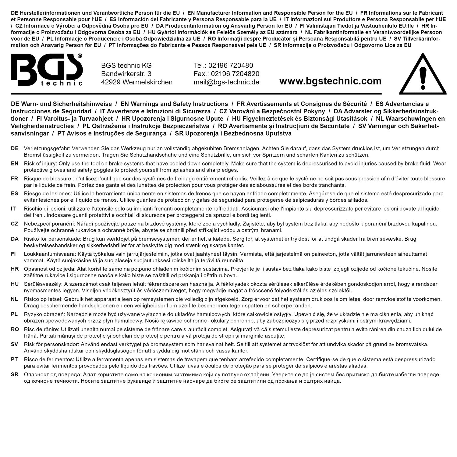 BGS 74408-1 Ersatzbehälter 2 Liter für Druckluft Bremsenentlüfter Artikel 74408