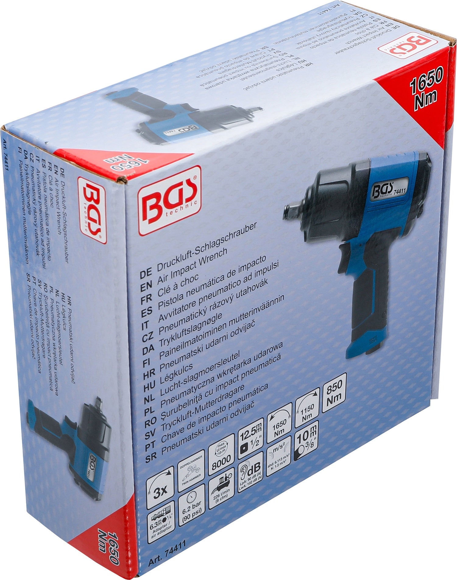 BGS 74411 Druckluft Schlagschrauber 12,5mm (1/2") 1650Nm