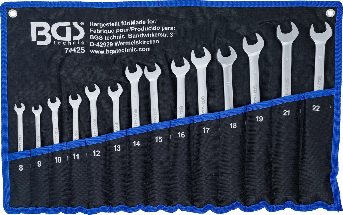 BGS 74425 Satz Maulringschlüssel mit flexibler Ringseite und Gelenk 8-22mm 14 teilig
