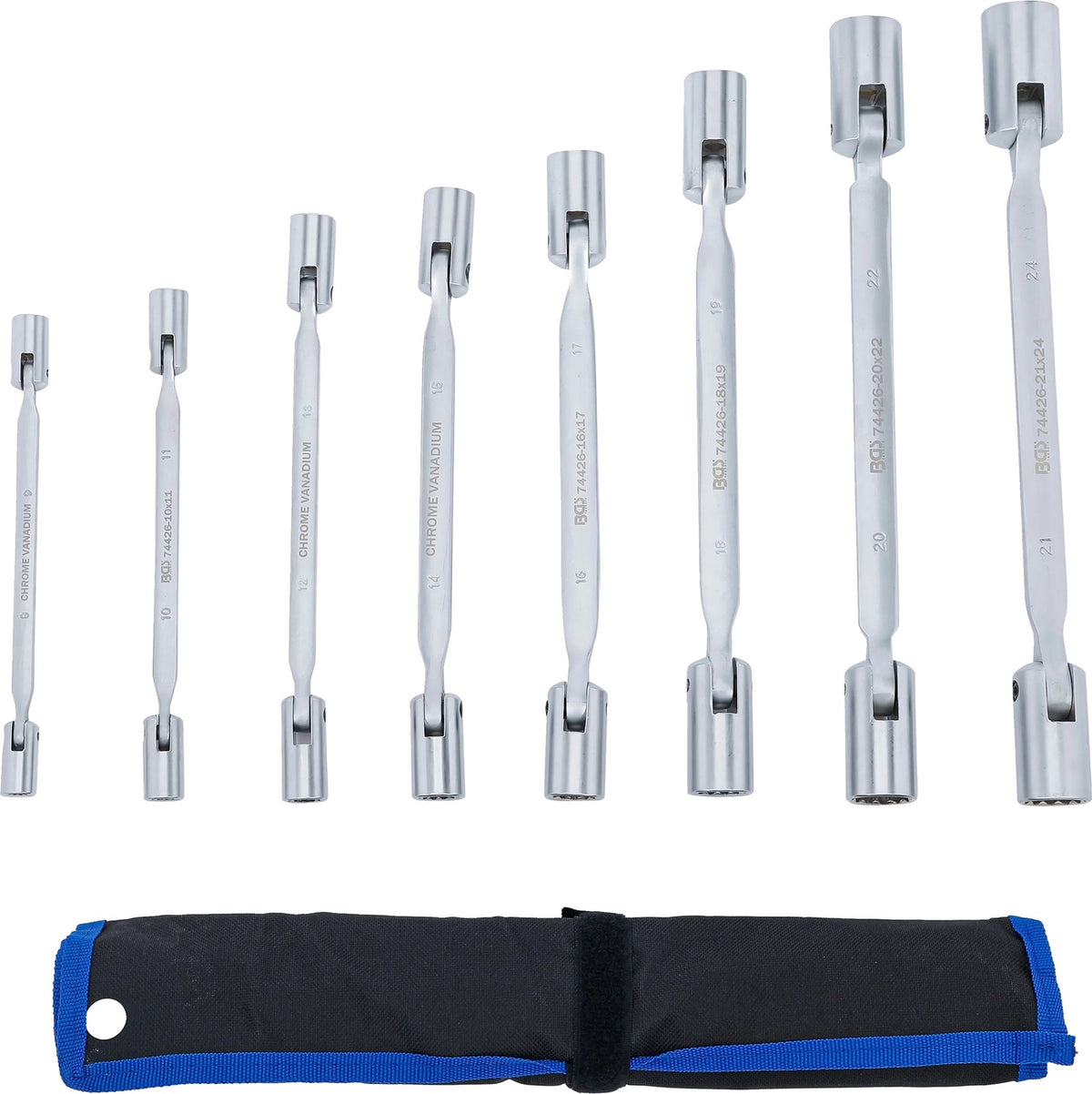 BGS 74426 Satz Doppelringschlüssel mit flexiblen Köpfen und Gelenk 8-24mm 8 teilig