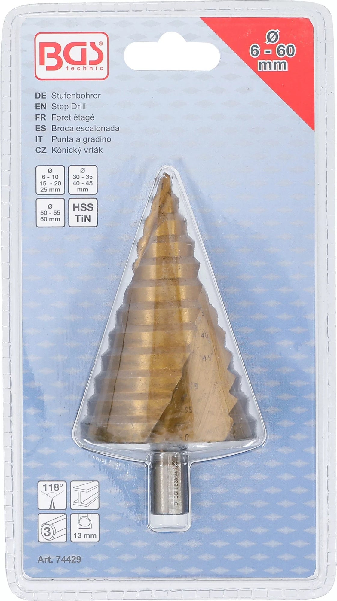 BGS 74429 Stufenbohrer titannitriert Durchmesser Ø 6 - 60mm