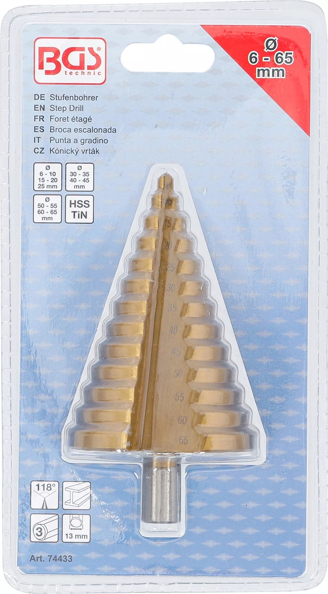 BGS 74433 Stufenbohrer titannitriert Durchmesser Ø 6-65mm