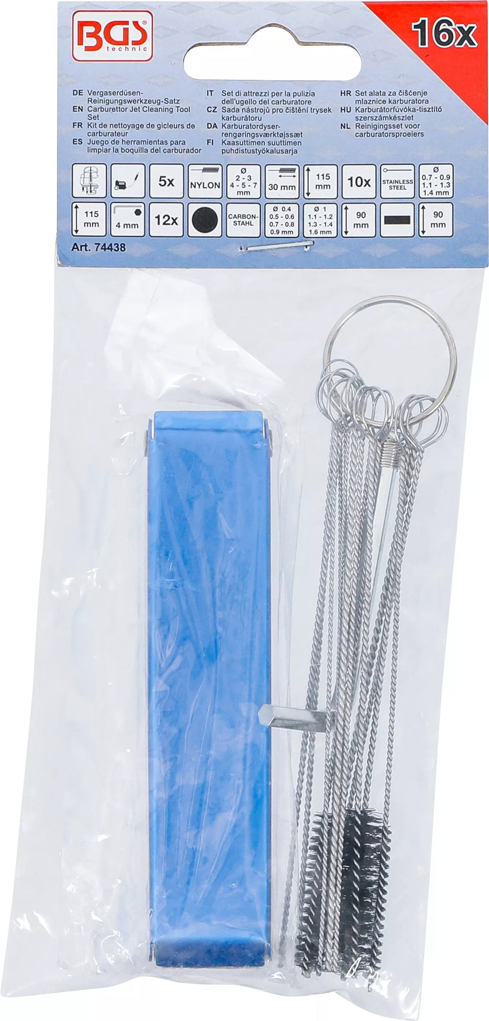 BGS 74438 Satz Reinigungswerkzeug für Vergaserdüsen 16 teilig Vergaser Reinigen