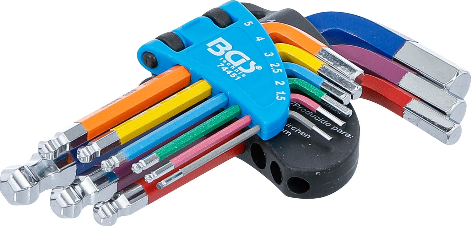 BGS 74451 Satz Winkelschlüssel Multicolour kurz Innensechskant Innensechskant mit Kugelkopf 1,5 - 10mm 9 teilig
